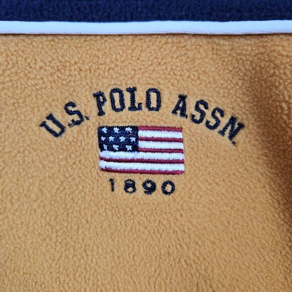 US Polo Assn Men's Fleece‎ Hooded Jacket Size L Blue & Yellow Full Zip Polyester - Picture 3 of 11
